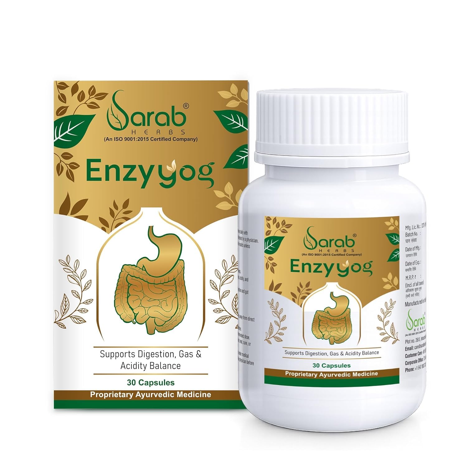EnzyYog Capsules: Ayurvedic Digestive Enzyme Support for Better Digestion & Gut Health