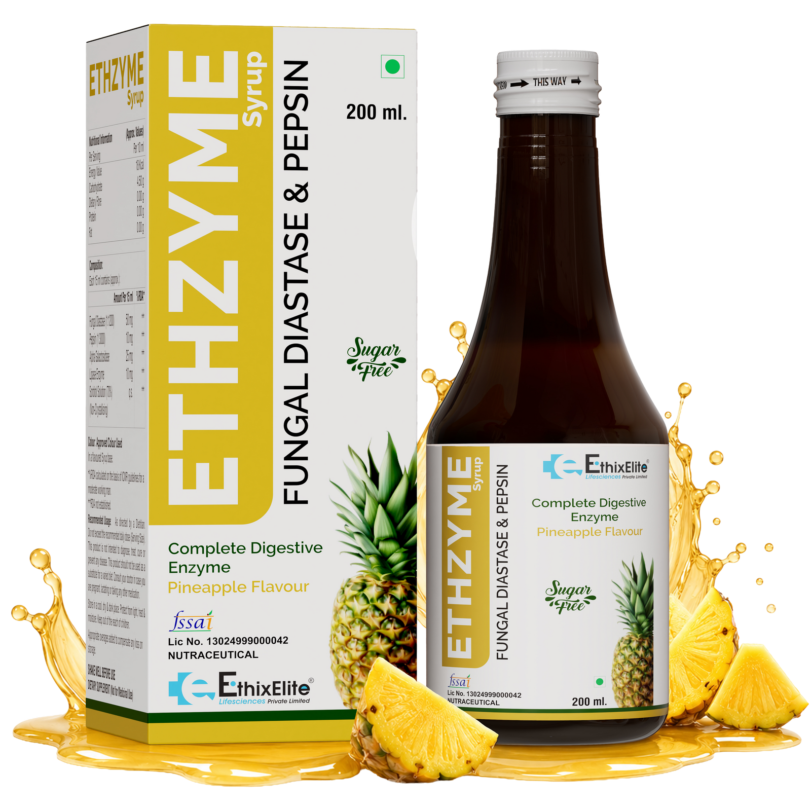 Ethzyme Syrup Pineapple Flavor, 200 ml