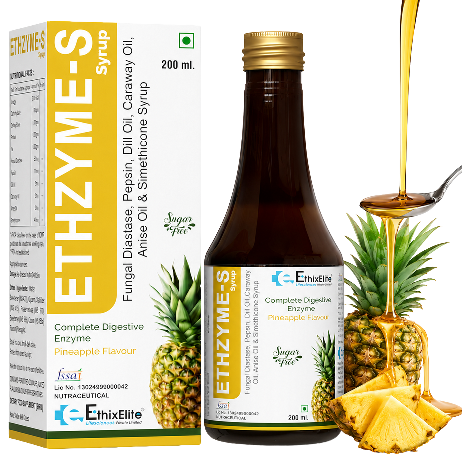 Ethzyme-S Syrup Pineapple Flavor, 200 ml