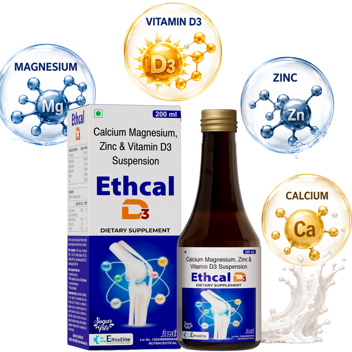 Ethcal D3 Dietary Supplement, 200 ml