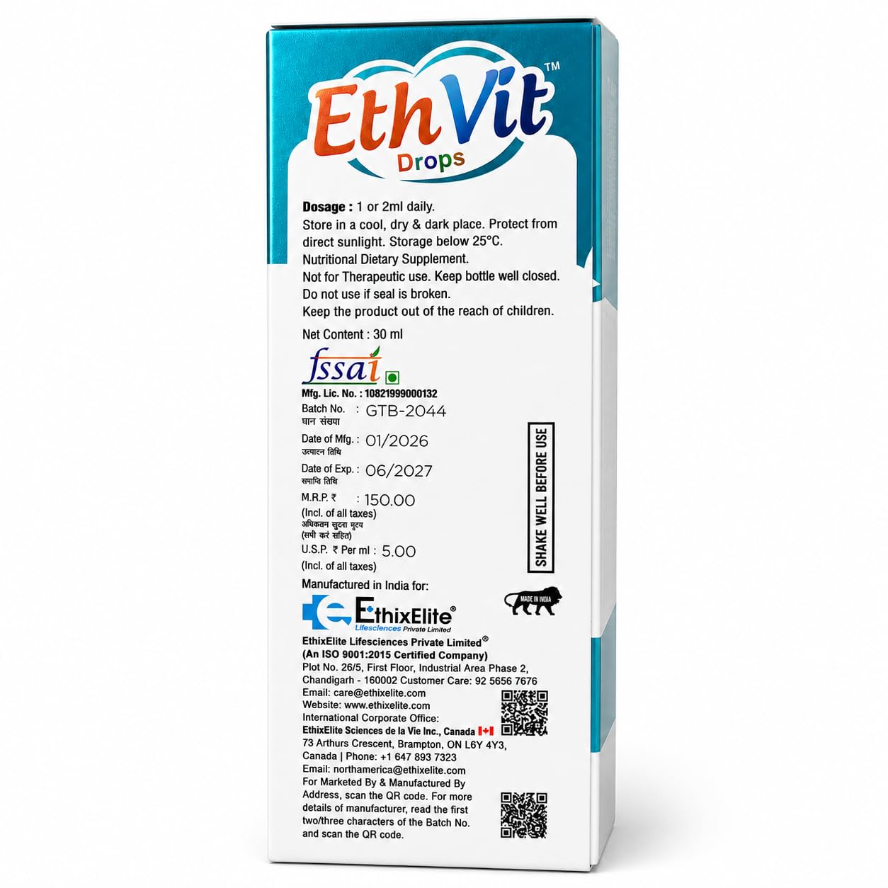 EthVit Drops, 30 ml.