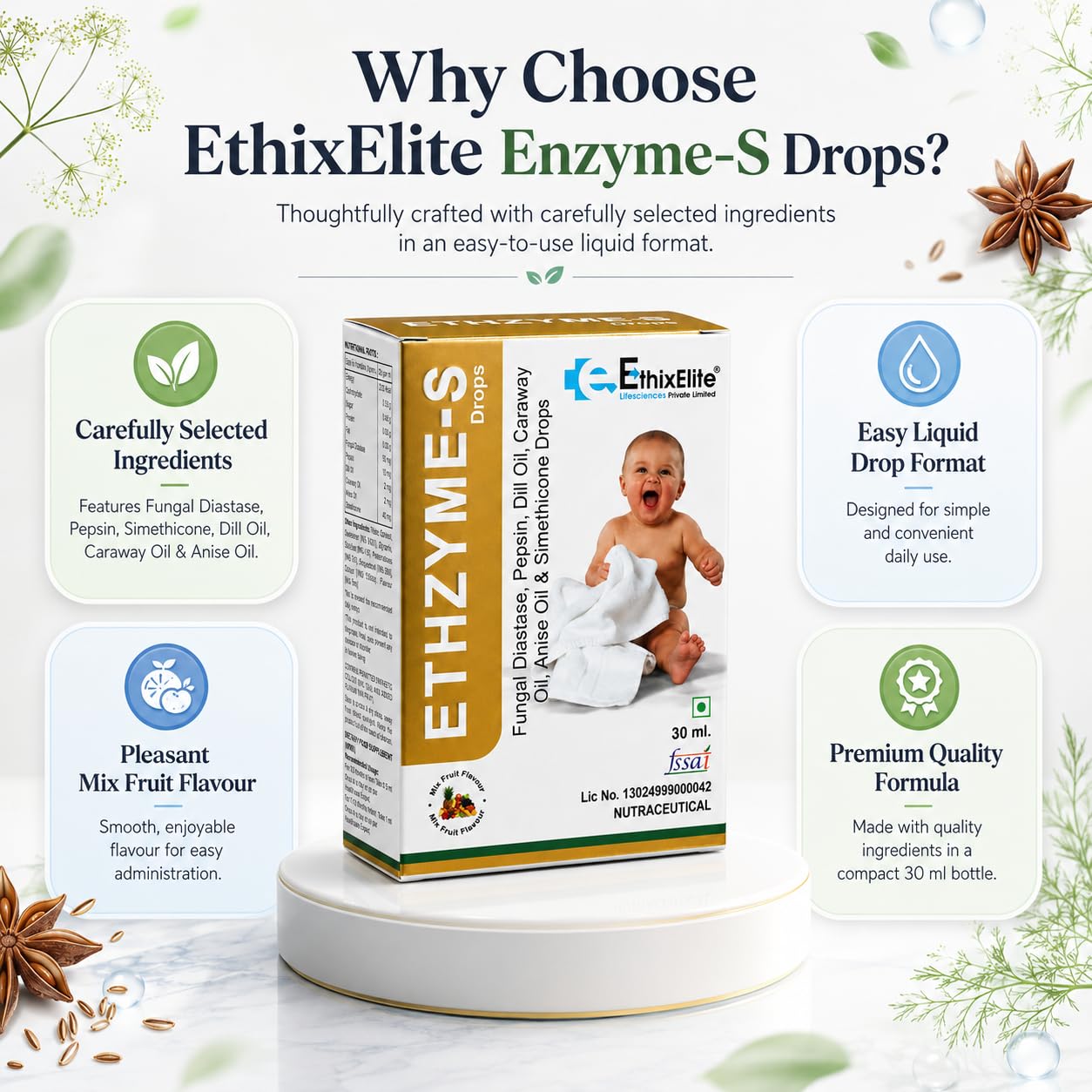 Ethzyme-S Drops, 30 ml.