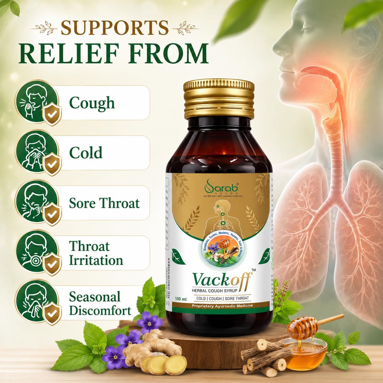 Vackoff Herbal Cough Syrup, 100ml.