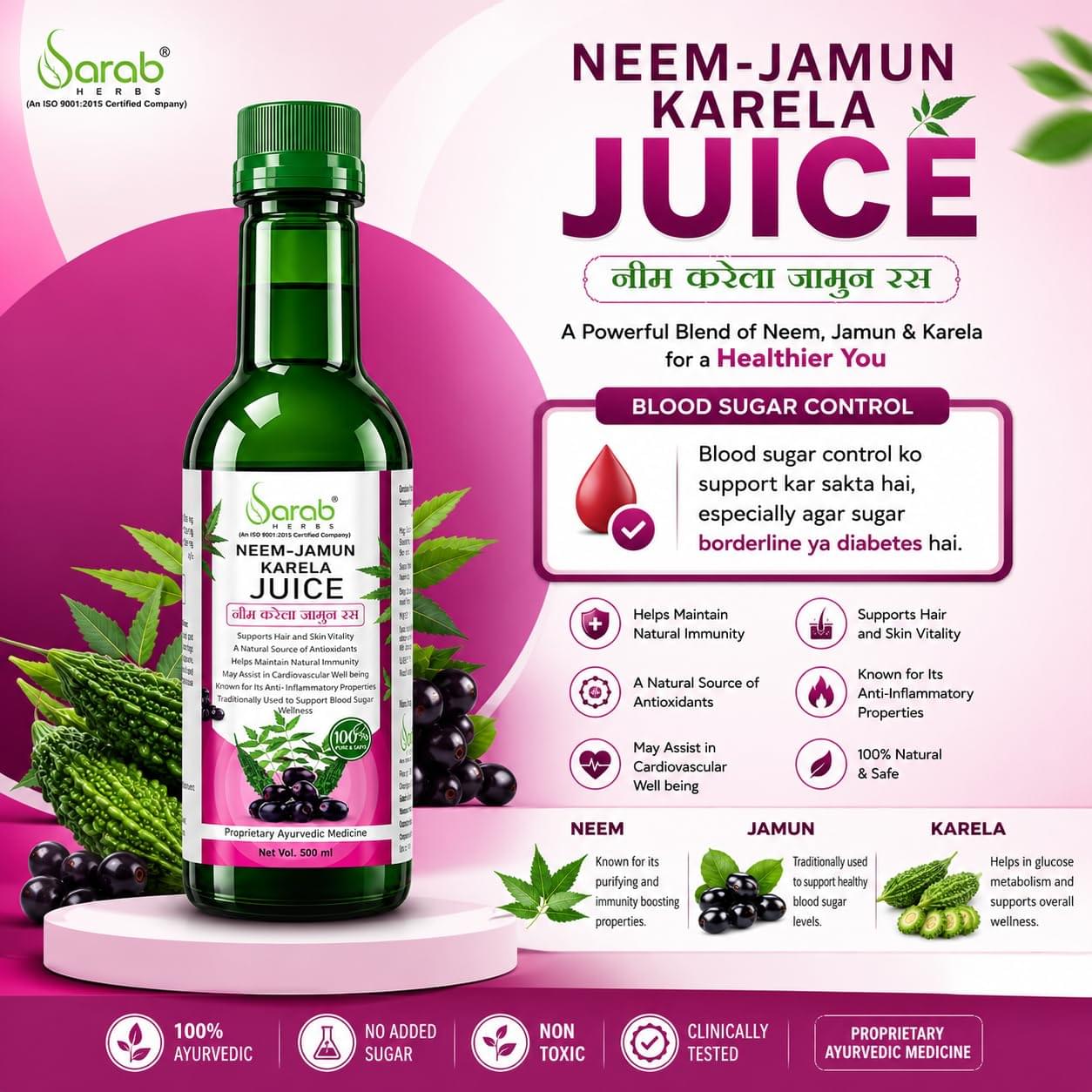 Neem Karela Jamun Juice 500ml.