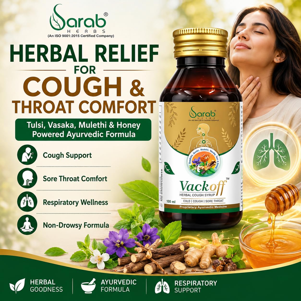 Vackoff Herbal Cough Syrup, 100ml.